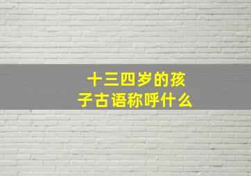 十三四岁的孩子古语称呼什么