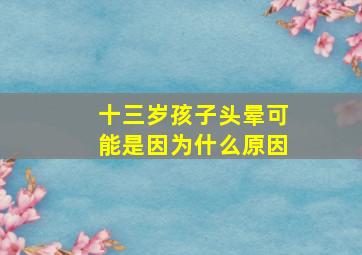 十三岁孩子头晕可能是因为什么原因