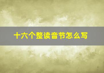 十六个整读音节怎么写