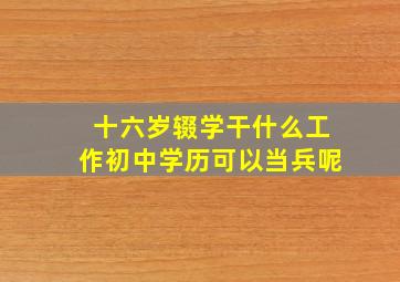 十六岁辍学干什么工作初中学历可以当兵呢