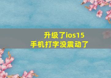 升级了ios15手机打字没震动了