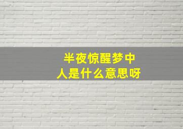 半夜惊醒梦中人是什么意思呀