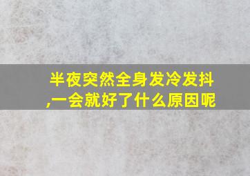 半夜突然全身发冷发抖,一会就好了什么原因呢