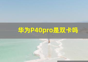 华为P40pro是双卡吗