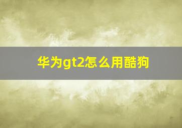 华为gt2怎么用酷狗