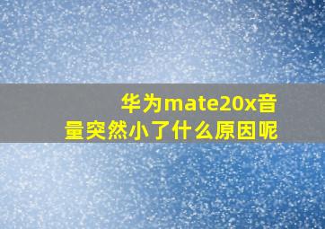 华为mate20x音量突然小了什么原因呢