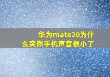 华为mate20为什么突然手机声音很小了