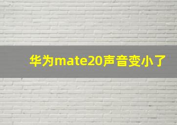 华为mate20声音变小了