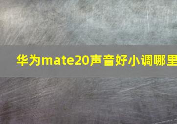 华为mate20声音好小调哪里