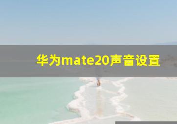 华为mate20声音设置