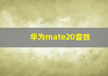 华为mate20音效