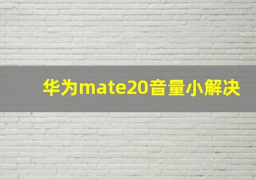 华为mate20音量小解决