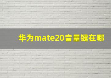 华为mate20音量键在哪