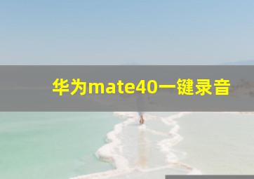 华为mate40一键录音