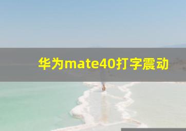 华为mate40打字震动