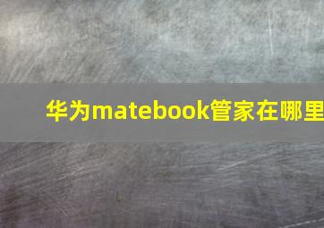 华为matebook管家在哪里