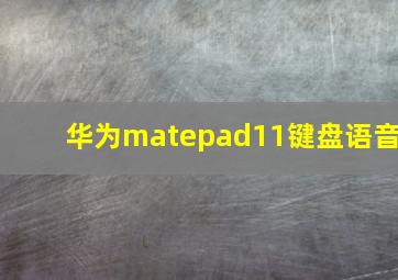 华为matepad11键盘语音