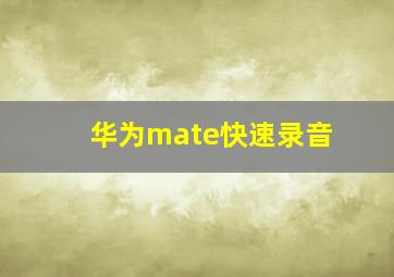 华为mate快速录音