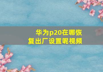 华为p20在哪恢复出厂设置呢视频