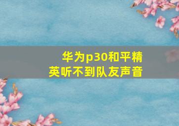 华为p30和平精英听不到队友声音