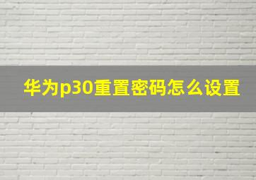 华为p30重置密码怎么设置