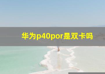 华为p40por是双卡吗