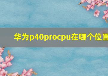 华为p40procpu在哪个位置