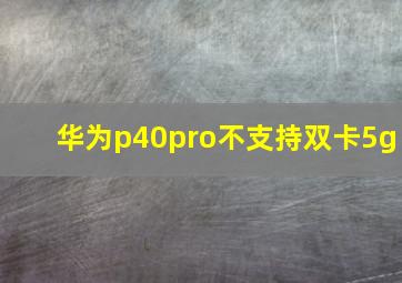 华为p40pro不支持双卡5g