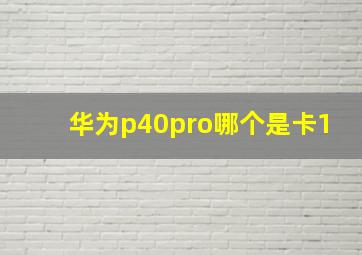 华为p40pro哪个是卡1