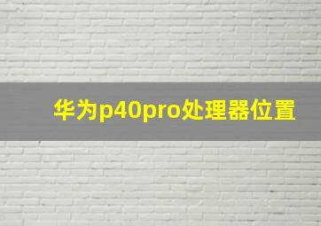 华为p40pro处理器位置