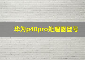 华为p40pro处理器型号