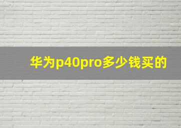 华为p40pro多少钱买的