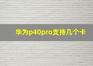 华为p40pro支持几个卡