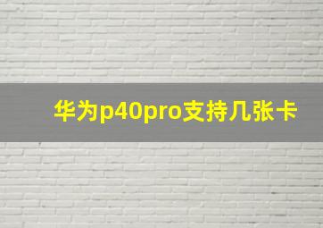 华为p40pro支持几张卡