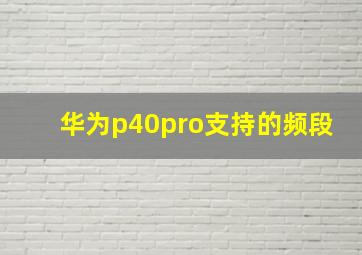 华为p40pro支持的频段