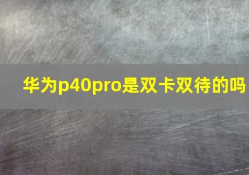 华为p40pro是双卡双待的吗