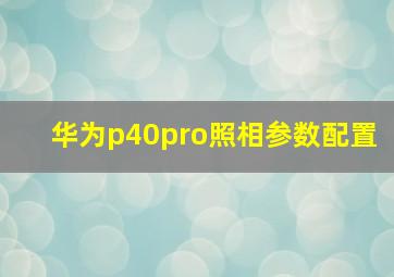 华为p40pro照相参数配置