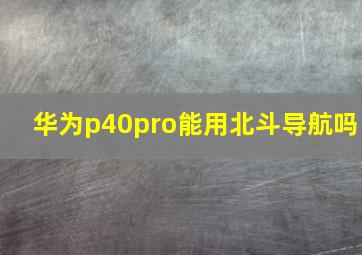 华为p40pro能用北斗导航吗