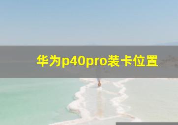 华为p40pro装卡位置