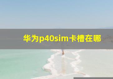 华为p40sim卡槽在哪