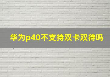 华为p40不支持双卡双待吗