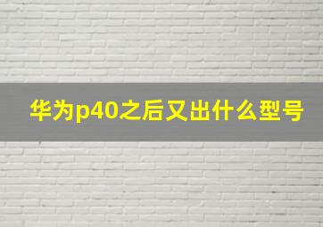 华为p40之后又出什么型号