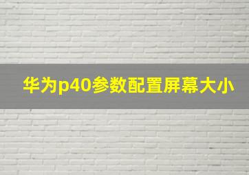 华为p40参数配置屏幕大小