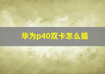 华为p40双卡怎么插