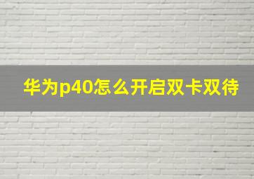 华为p40怎么开启双卡双待