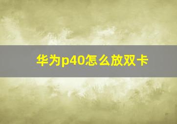 华为p40怎么放双卡