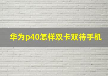 华为p40怎样双卡双待手机