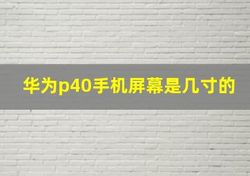 华为p40手机屏幕是几寸的