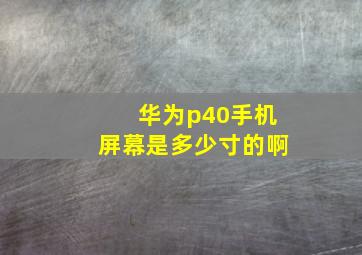 华为p40手机屏幕是多少寸的啊