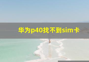 华为p40找不到sim卡